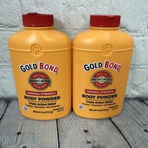 Gold Bond Maximum Strength Medicated Body Powder Original Talc 4 oz Two Units